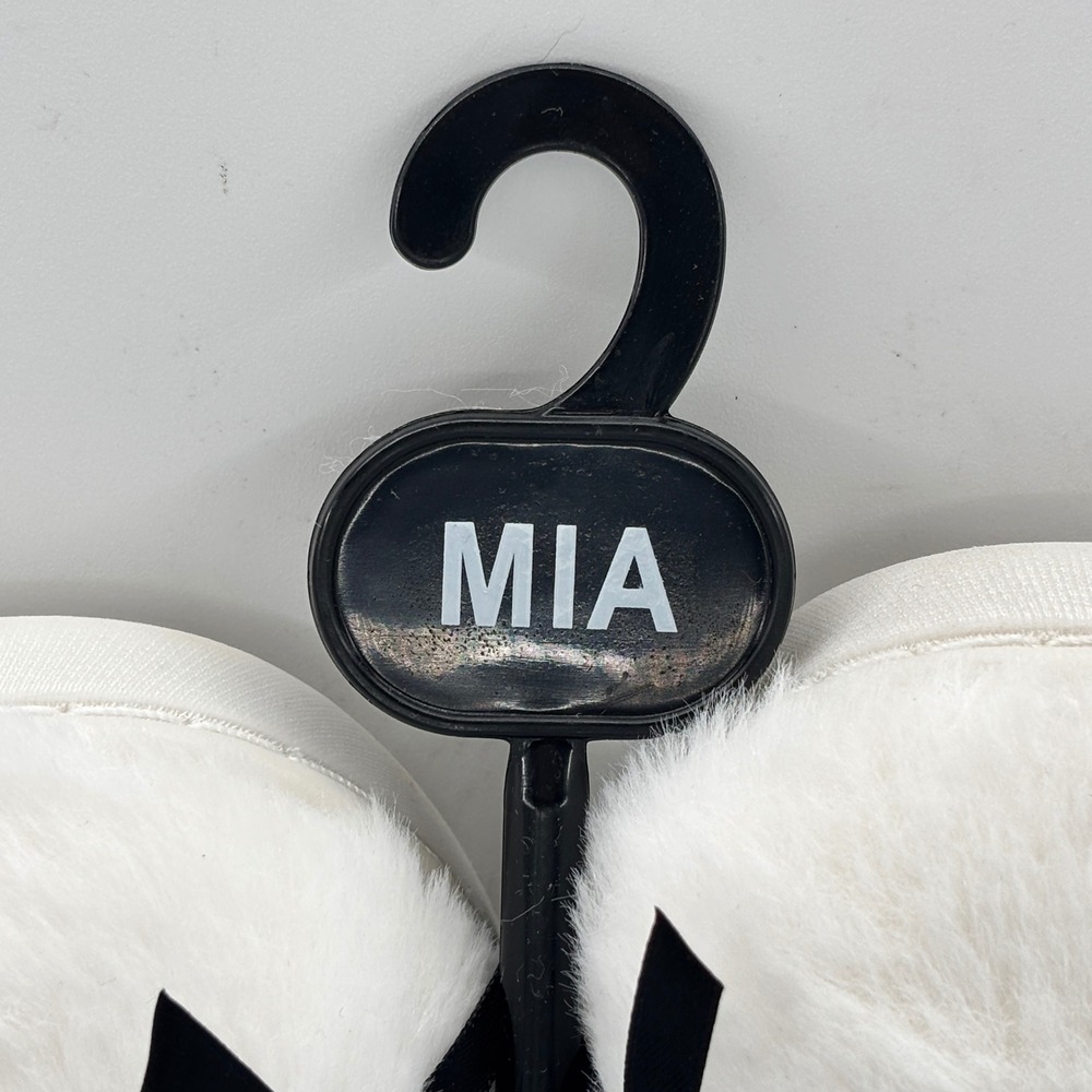 Mia Cozi Multi-Bow Slipper Cream/Black Women Size 7 Faux Fur Lounge Cozy Warm - Picture 11 of 12